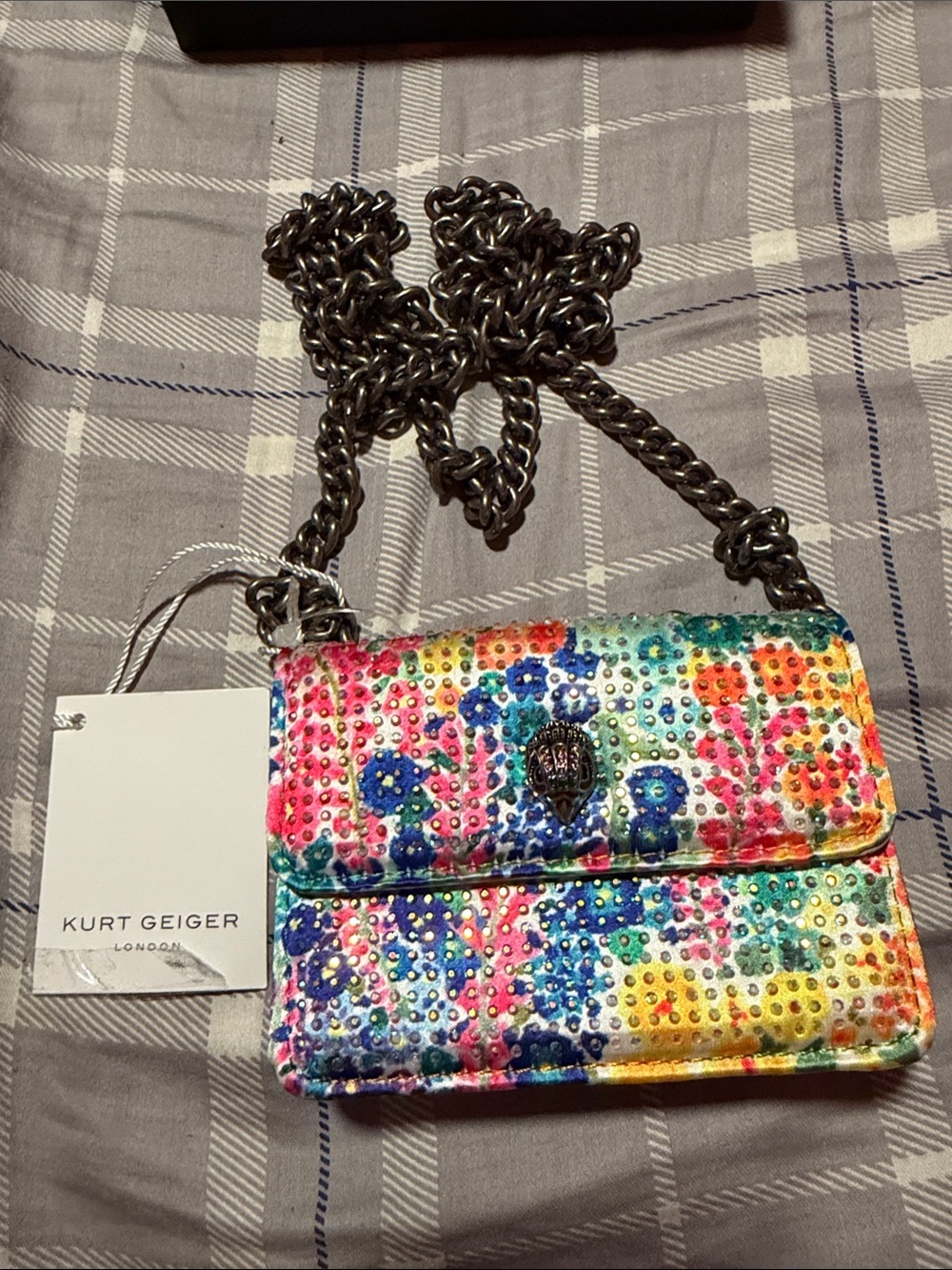 Kurt Geiger Multicolor Crystal-Embellished Mini Chain Crossbody